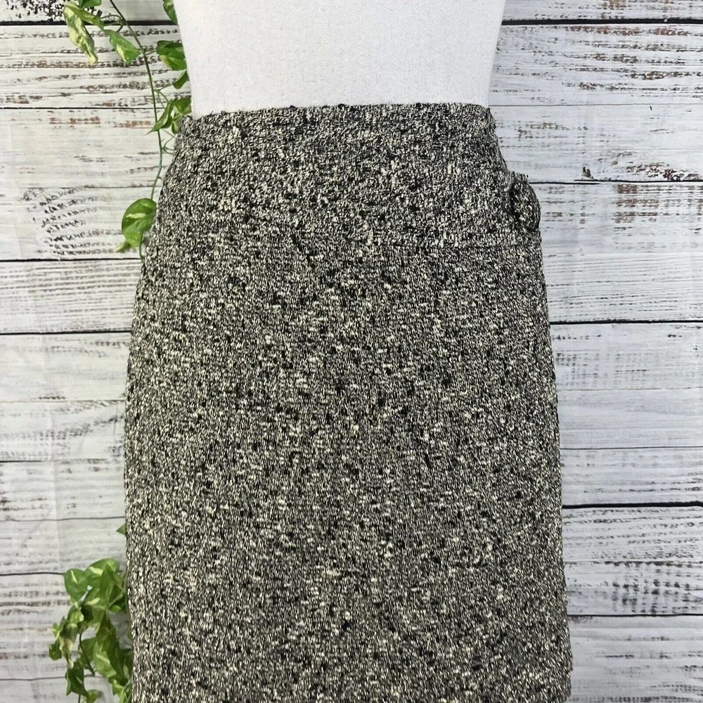 INC International Concepts Skirt 8 Silver Black Tweed Wool Wrap Cocktail Slim